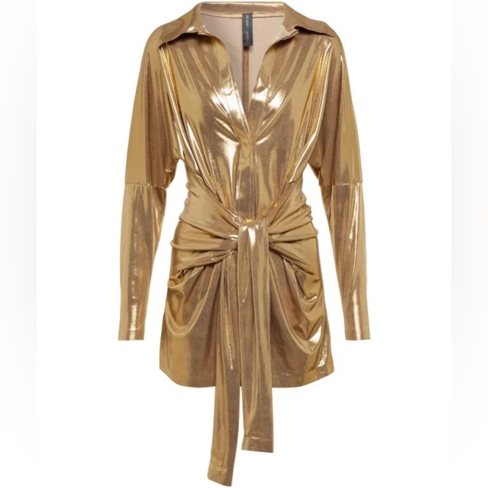 Norma Kamali Gold Long Sleeve Dress